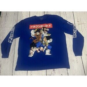 Dragon Ball Z Graphic Long Sleeve Shirt Size Extra Large XL Blue Sleeve Logos